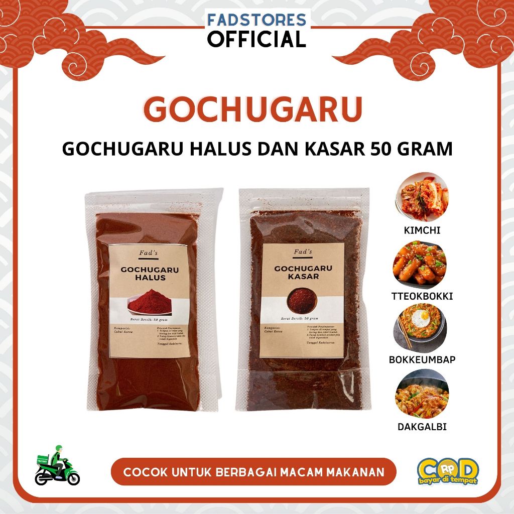 

Gochugaru Kasar 50gr - Gochugaru Halus 50gr - Gochugaru Asli Korea