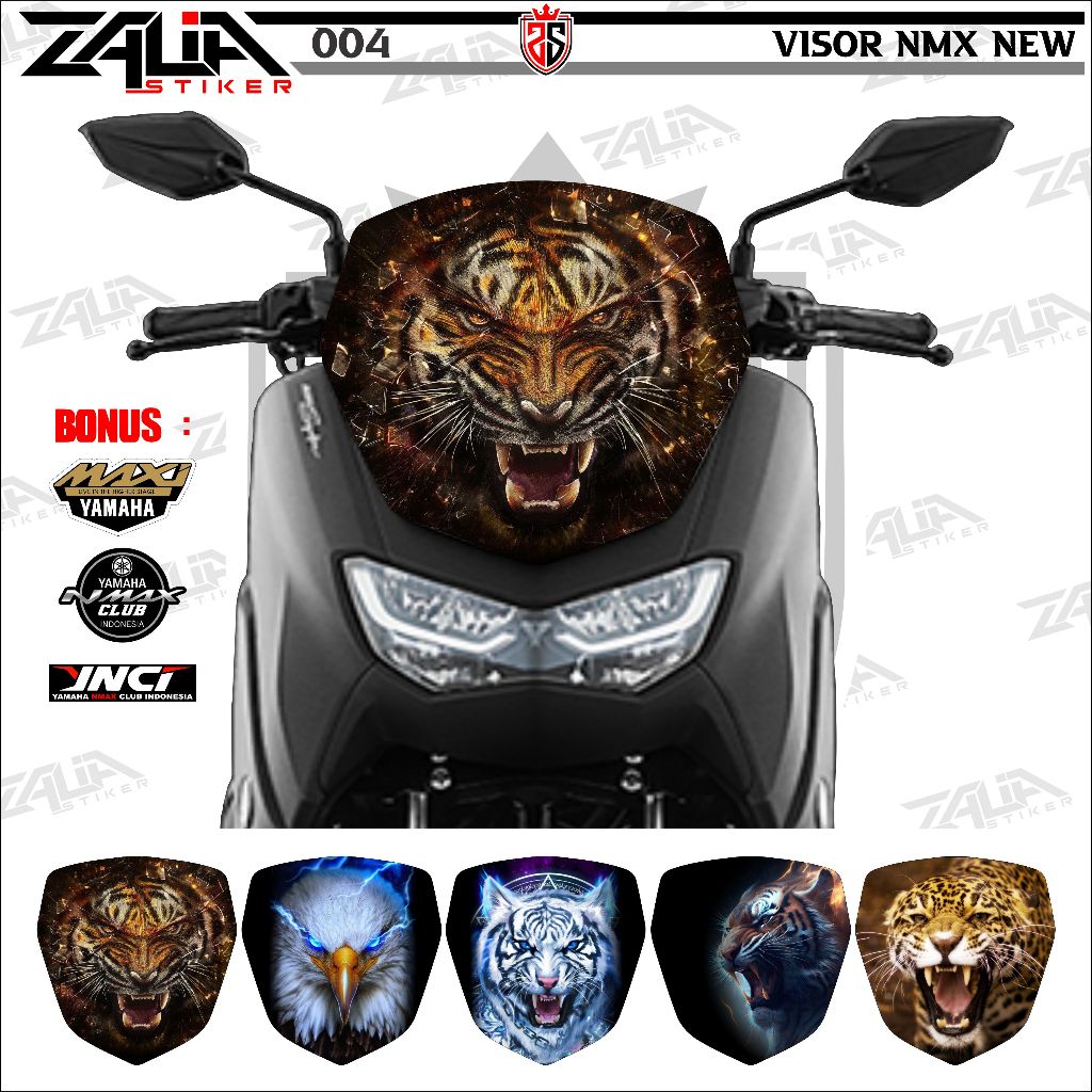 Stiker visor Winshield yamaha  Nmax NEW 155  2020-2023 harimau  (004)/ stiker  Winshield  gambar mac