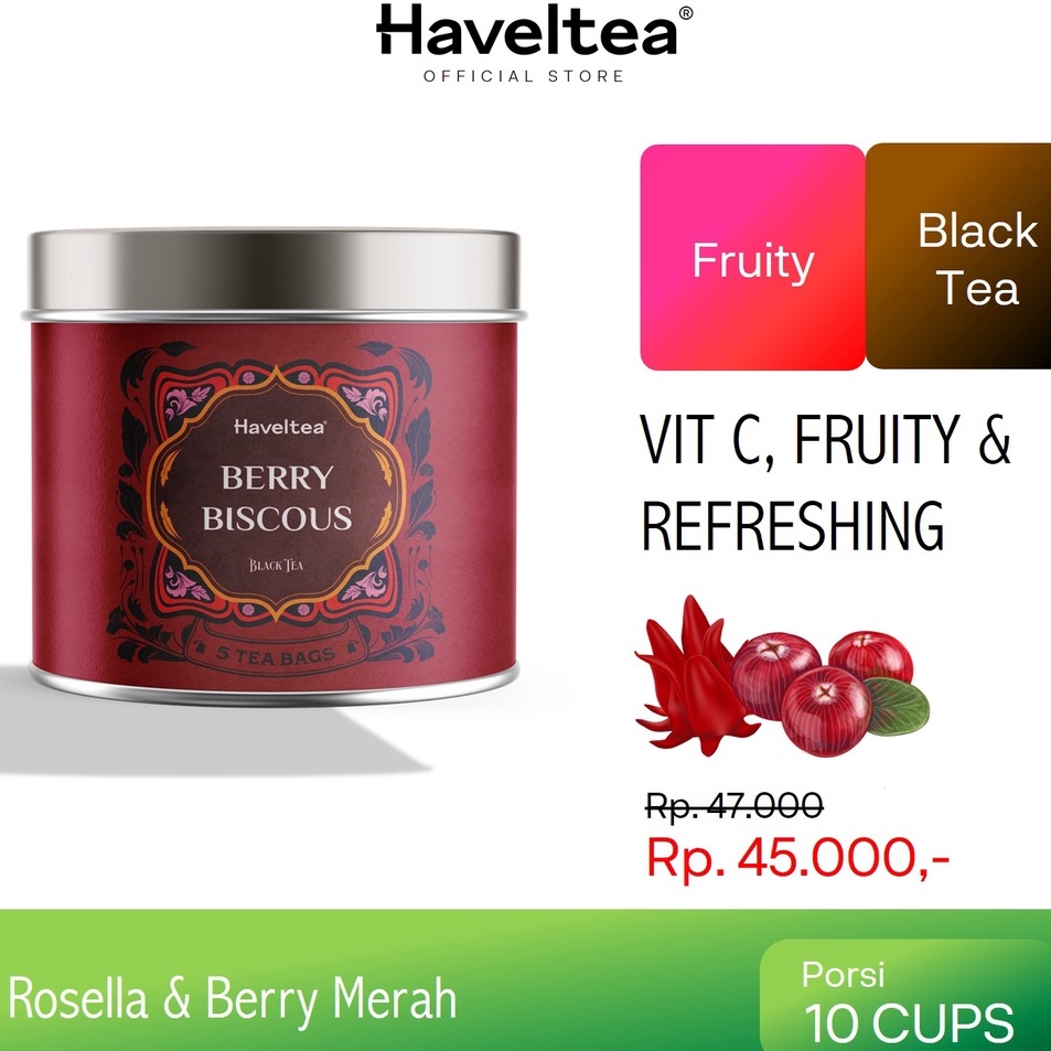 

Promo TrxYy5Y9 BERRYBISCOUS Mini Tin Haveltea Fruit Tea Berry Hibiscus