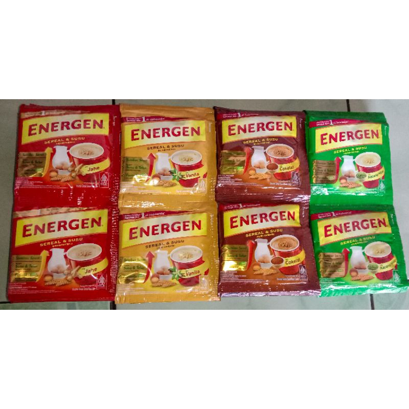 

Energen vanila, coklat, kacang hijau, jahe & kurma