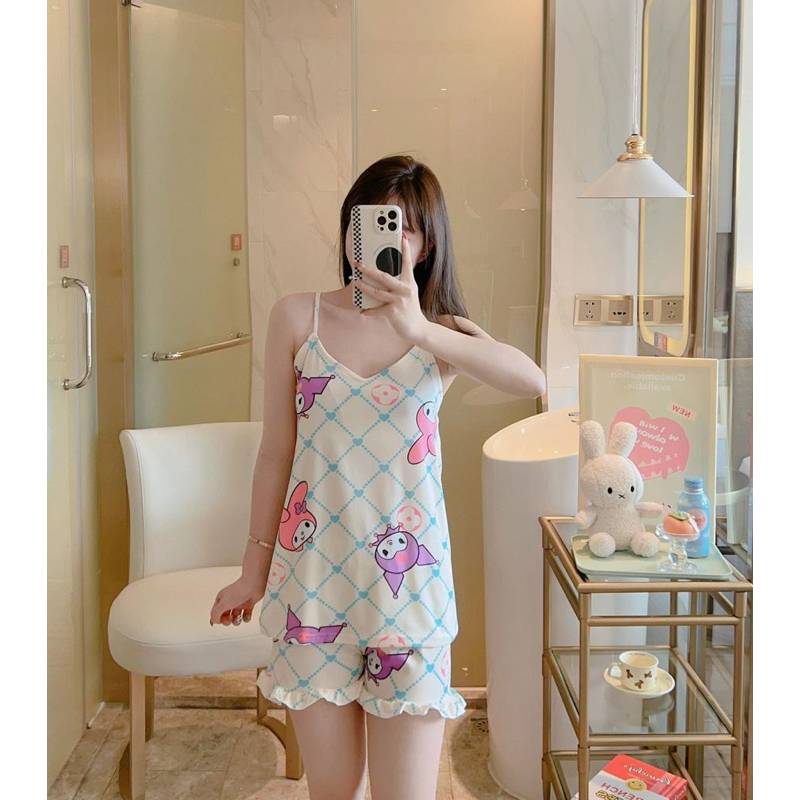 BAJU TIDUR KHENSI CUP BRA BELAKANG KARET