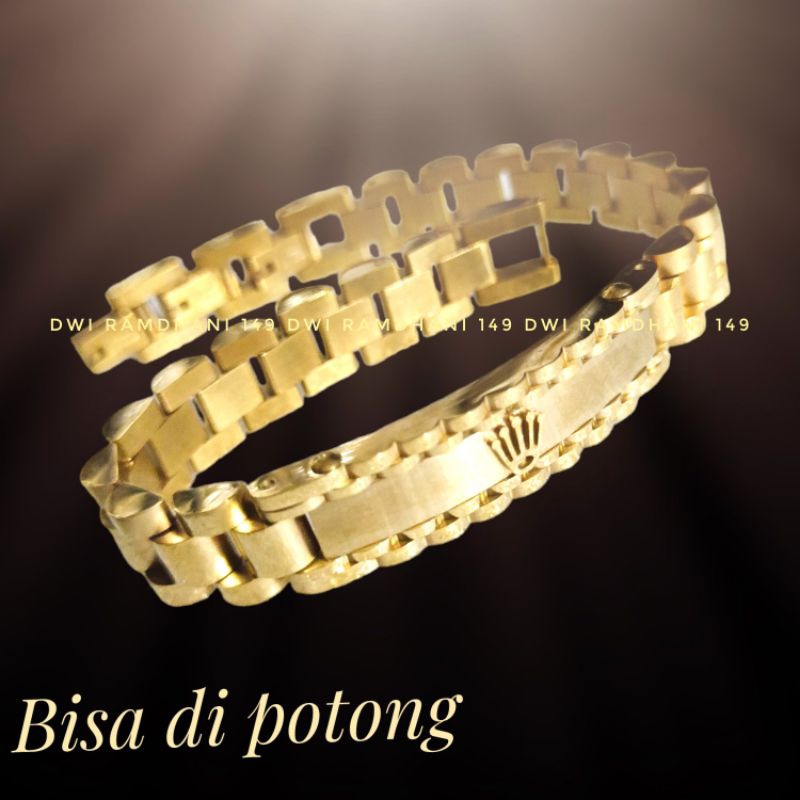 Gelang Titanium Rolex Rantai Gold Pria Wanita