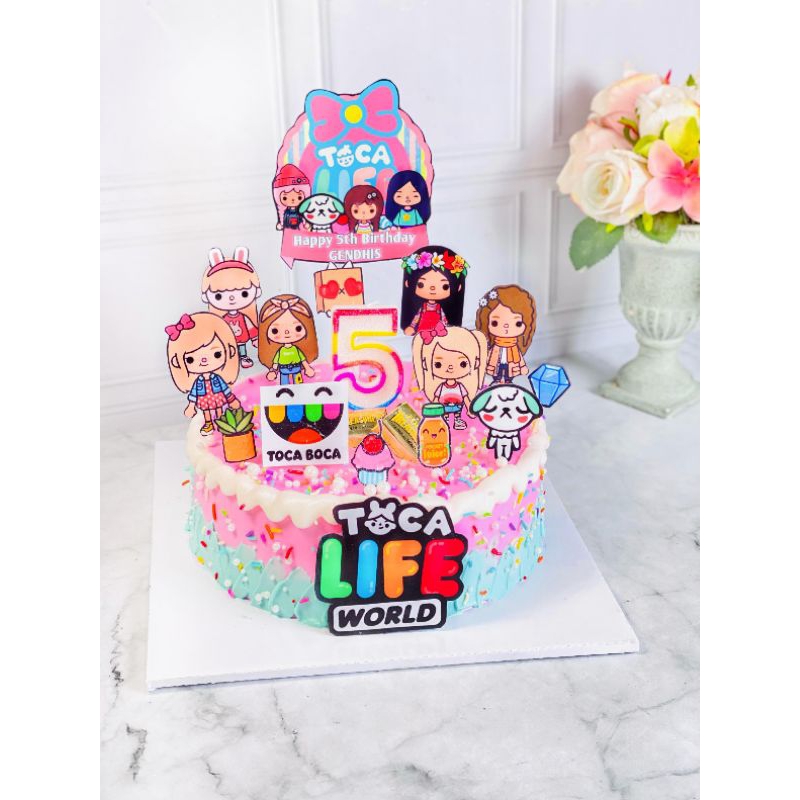 

kue ulang tahun anak birthday toca boca topper cake