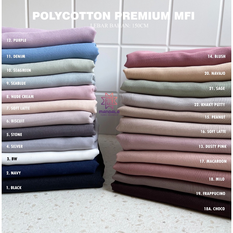 Limited Idn4N8z Bahan Kain Polycotton Premium MFI Lebar 15cm  Polycotton Premium Syari Plain Square 