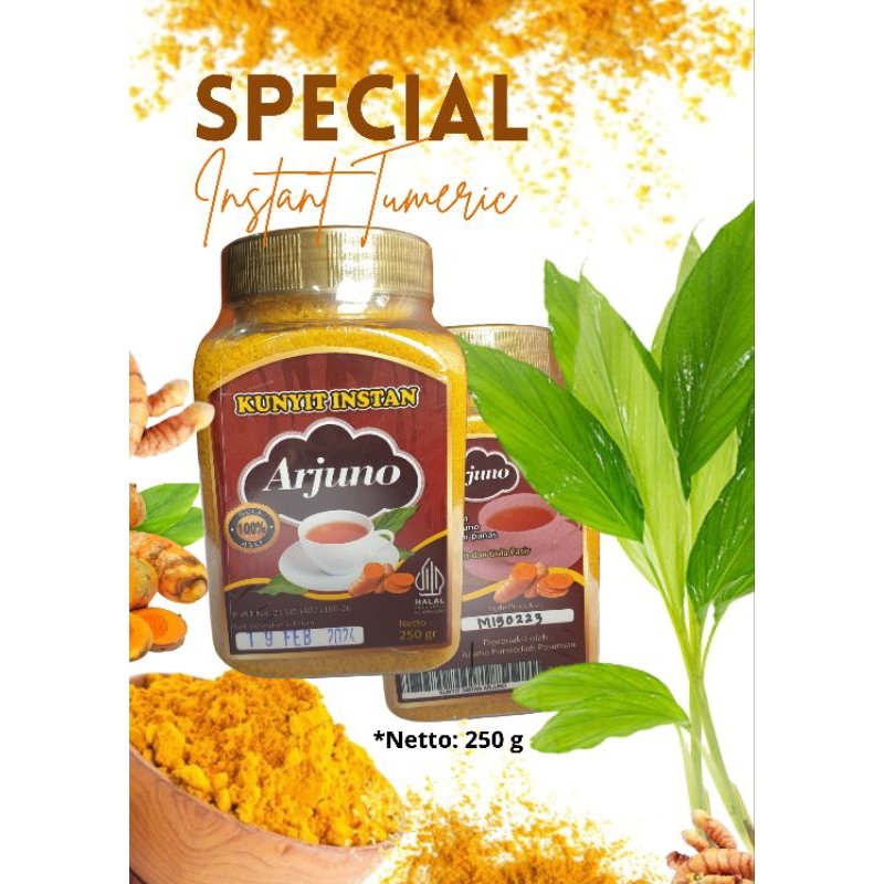 

Kunyit Instan Arjuno 250 gr | Kunyit Bubuk/Serbuk | Minuman rempah tradisional | Jamu | Wedang Rempah