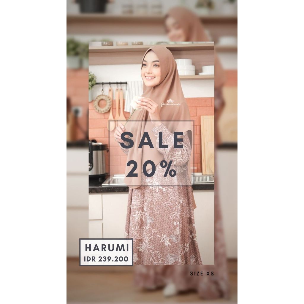 HARUMI ABAYA BY JASMINE LIDIA HADIWINOTO GAMIS SARIMBIT IBU AYAH SUAMI ANAK RAYON TWILL PREMIUM