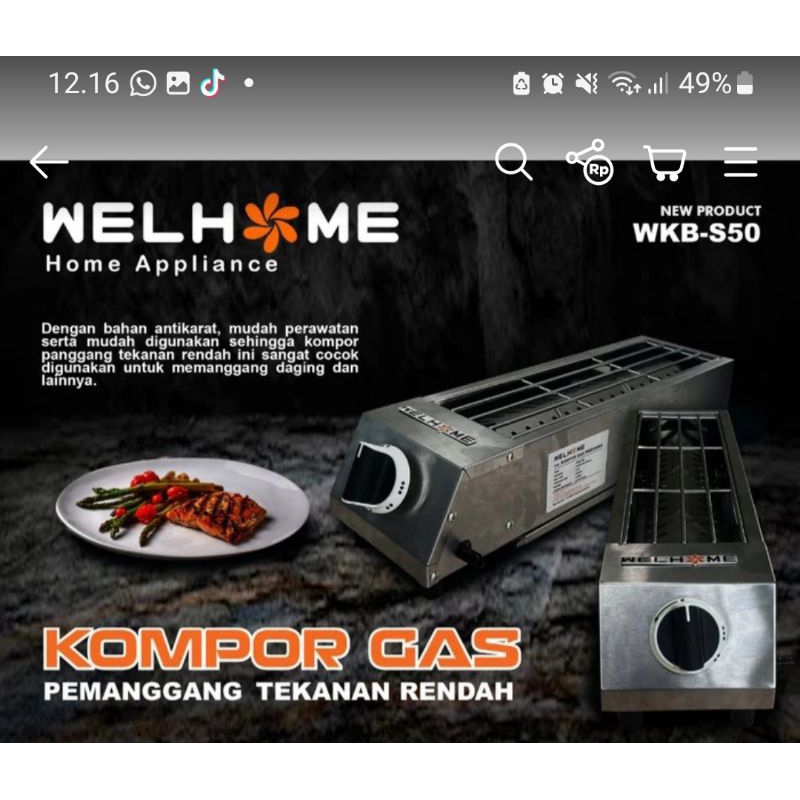 WELHOME KOMPOR GAS PEMANGGAN WKB-S50
