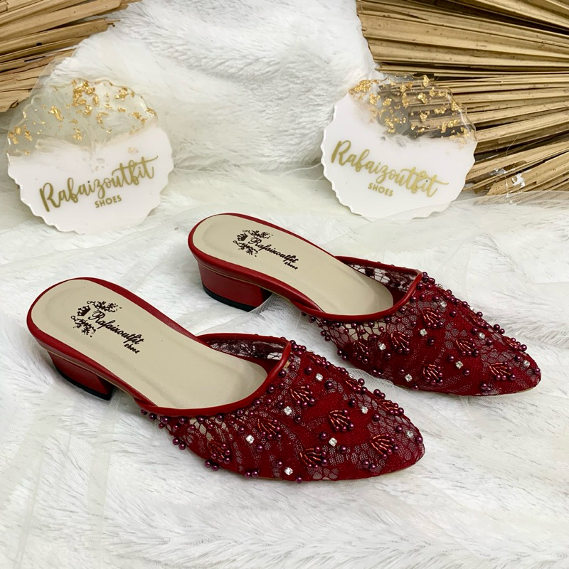 Sepatu Wedding Marisa Merah Maroon 3cm tahu
