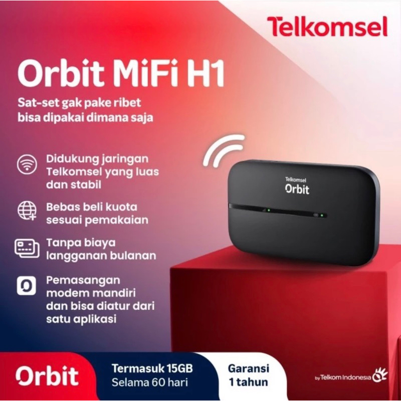 Modem Orbit Mifi H1 Modem Wifi Router 4G LTE UNLOCK Version Free Telkomsel Kuota 14GB