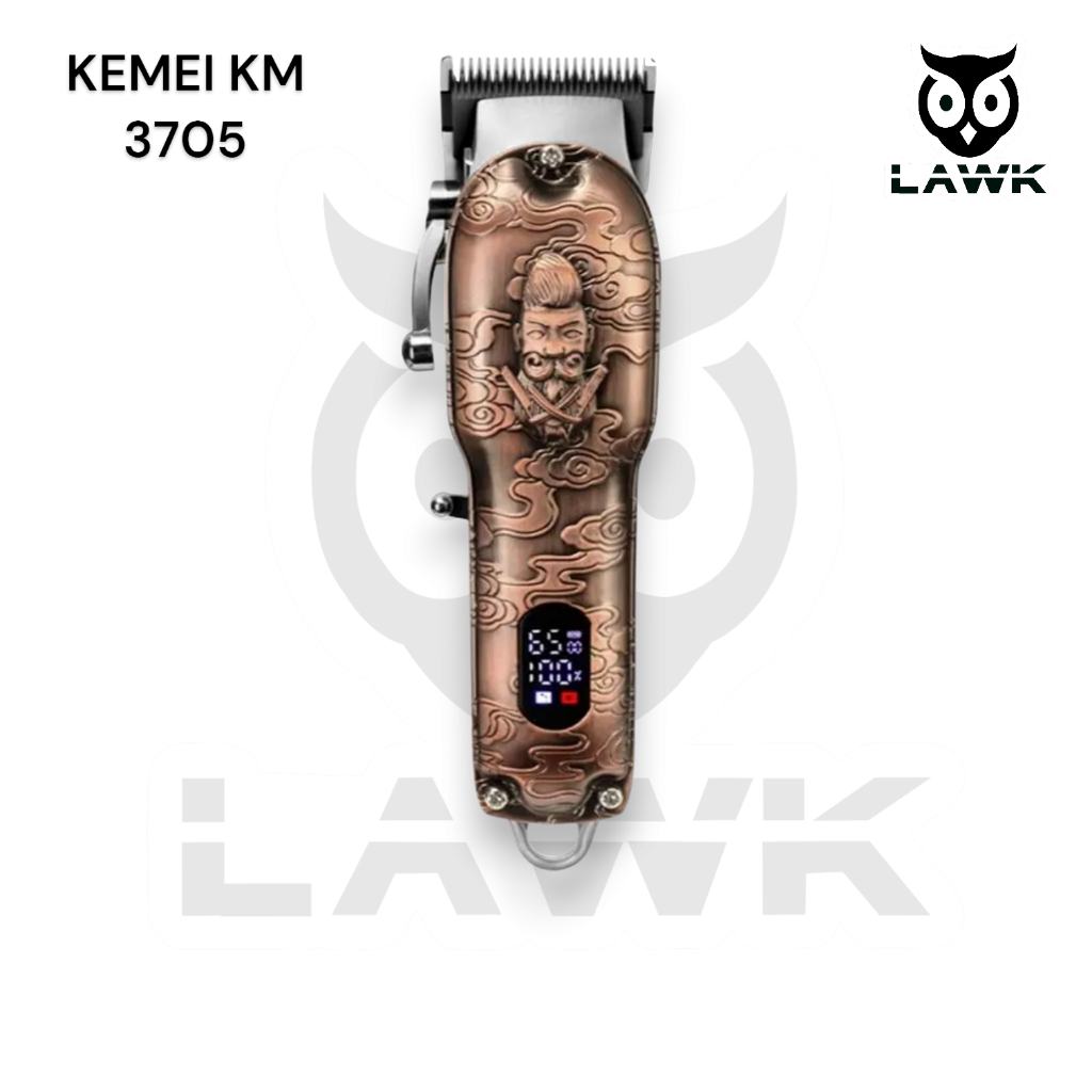 Kemei km 3705 full metal blade hitam alat mesin cukur rambut cordless profesional Kemei km-3705