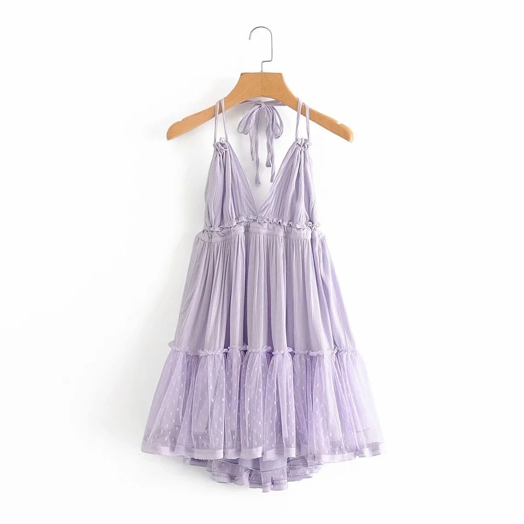 𝐑𝐄𝐀𝐃𝐘 𝐒𝐓𝐎𝐂𝐊 𝐒𝐀𝐅 - minji dress lilac / gitta dress mini wanita import / casual dress pantai wanita / 