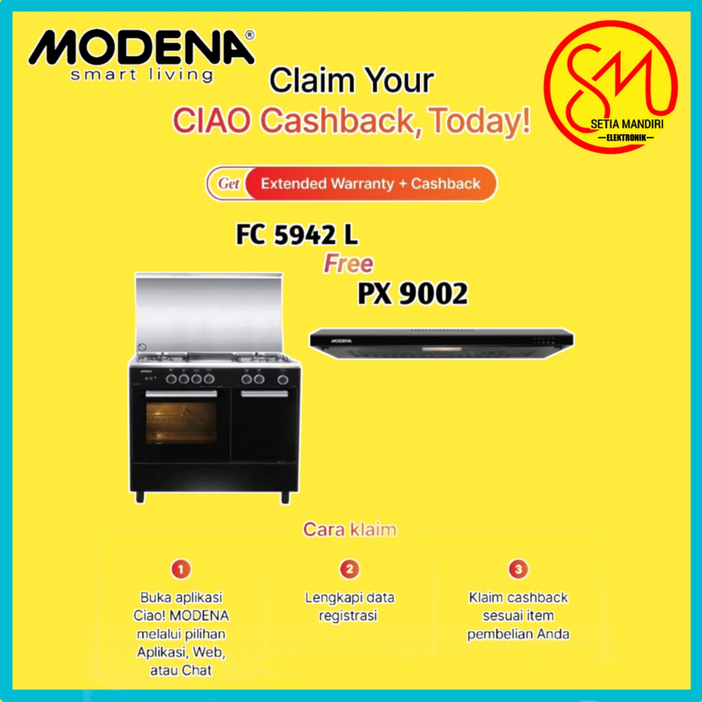 MODENA FC5942L Kompor Freestanding 4 Tungku Cooker Gas Oven FC 5942 L