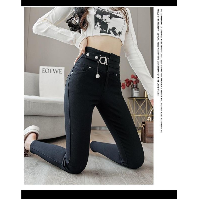 Celana jeans high waist korean style kode145252