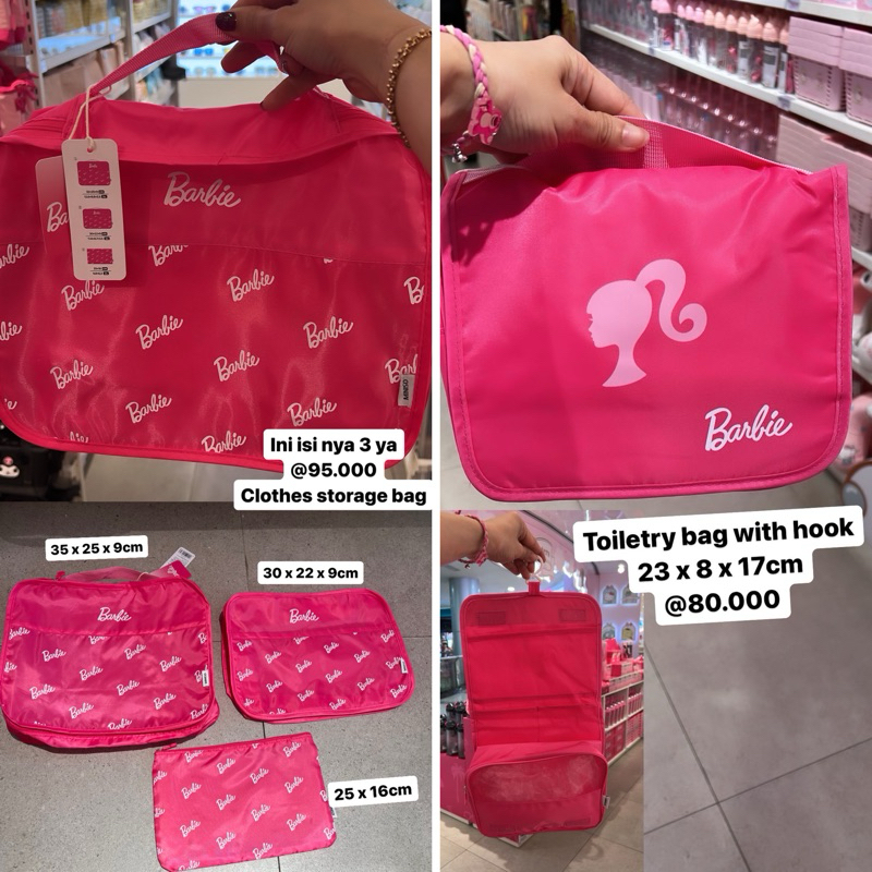 Tempat Baju Barbie  3pcs Barbie x miniso | Clothes Storage Bag Barbie | Tas Baju isi 3pca Barbie | T