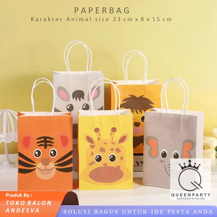 

paper bag animal / kantong kertas motif animal / tas souvenir karakter animal / tas motif hewan