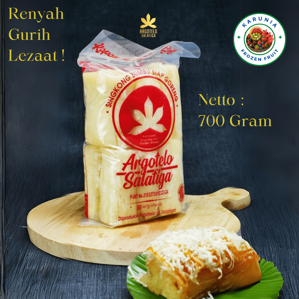 

SINGKONG KEJU ARGOTELO ASLI SALATIGA 700G / SINGKONG GORENG / SINGKONG FROZEN RENYAH, GURIH, LEZAT