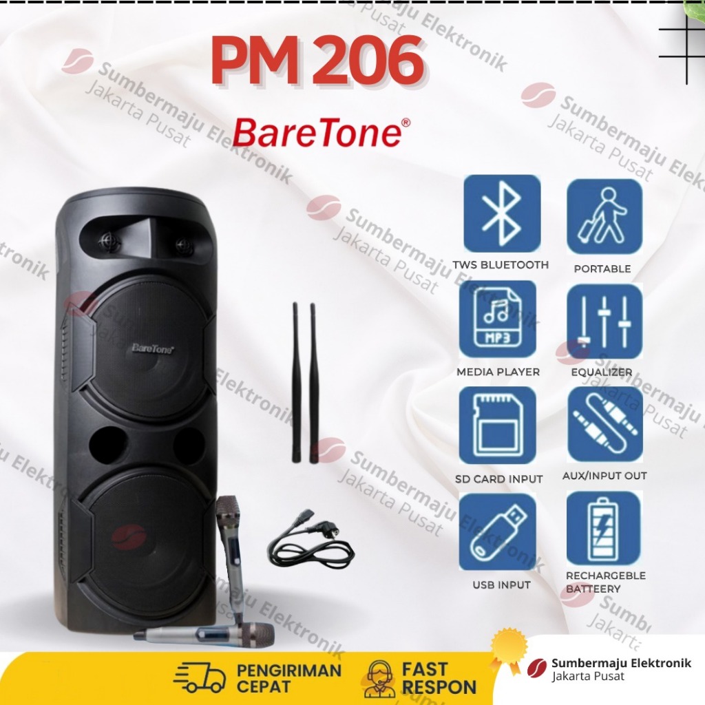 Gratis Ongkir BARETONE PM 206 PM206 Speaker Portable