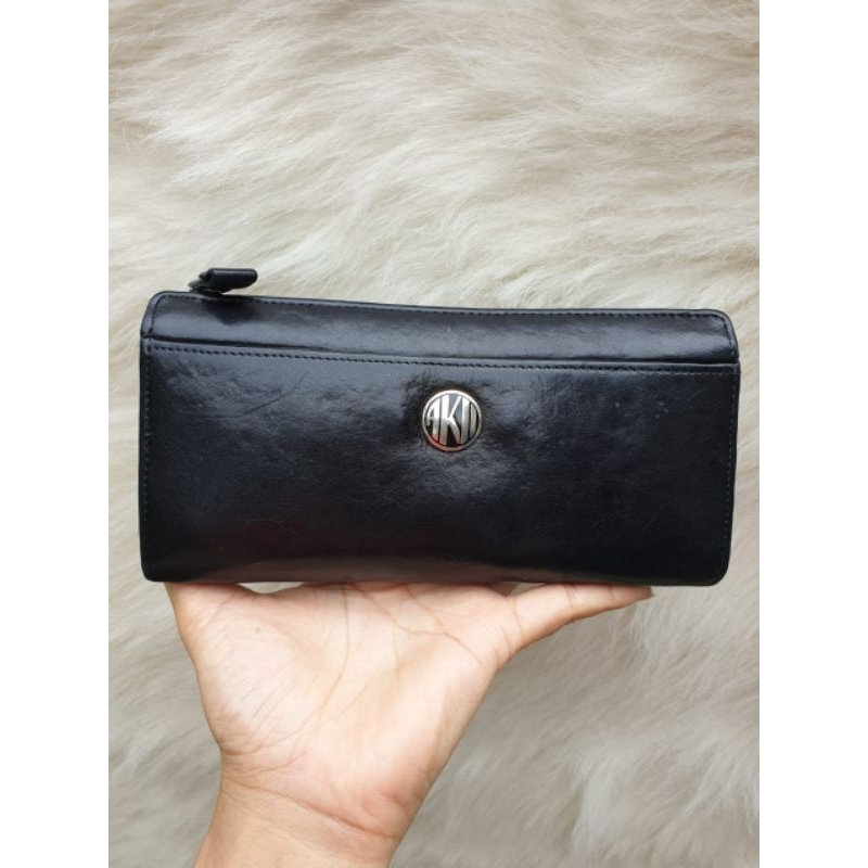 Dompet Panjang Anne Klein II Wanita Kulit Asli Hitam
