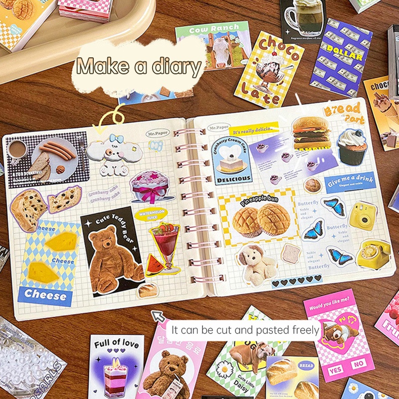 

✨EG-50Lembar MINI RETRO BOOK Sticker Deco Planner DIY Scrapbook Stiker Dekor Kotak-Eghrerr