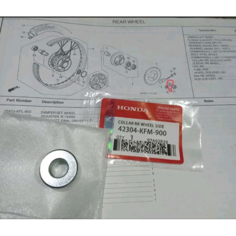 CollarRr Whellside boscollarroda gearblk Honda Revo Blade lama kharisma Kirana kode 42304-KFM-900