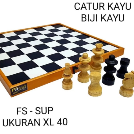 Papan Catur Permainan Catur Papan Kayu Ukuran XL/40 Besar