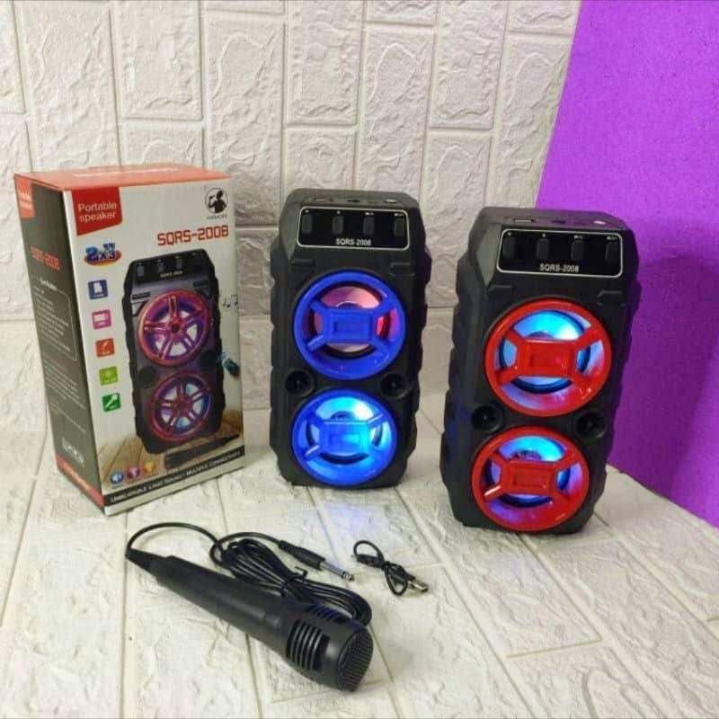 Speaker Bluetooth SQRS-2008 plus Mic Karaoke