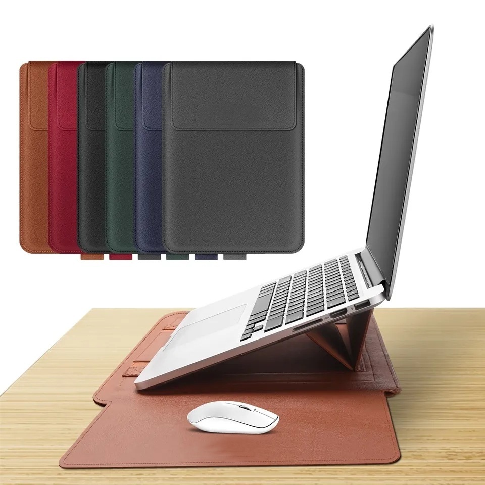 MH - Sarung Macbook Kulit + Stand Premium Leather Laptop Sleeve LE1301