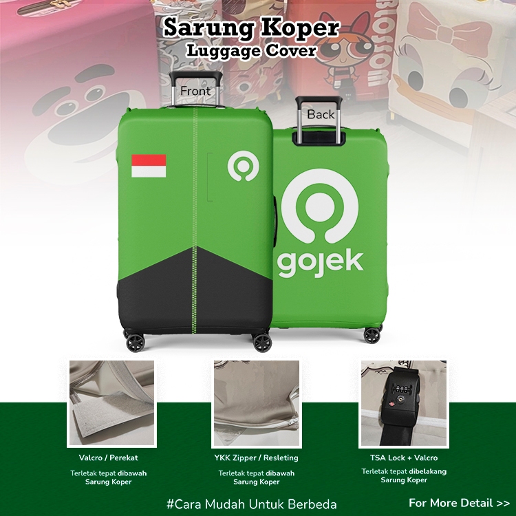 Motif Jaket Gojek Bahan Kain Elastis - Sarung Koper / Pelindung Koper