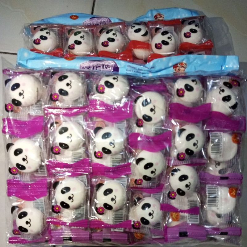 

KS - Bisa Campur 1Pack 60pcs Permen Marsmellow Panda / Marsmellow Panda Aneka Rasa / Marsmellow