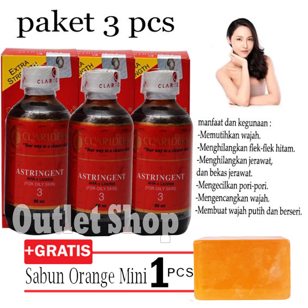 Promo 3 Pcs Toner Clariderm / Toner clariderm Astringent No 3 Original / Toner Clariderm Pembersih
