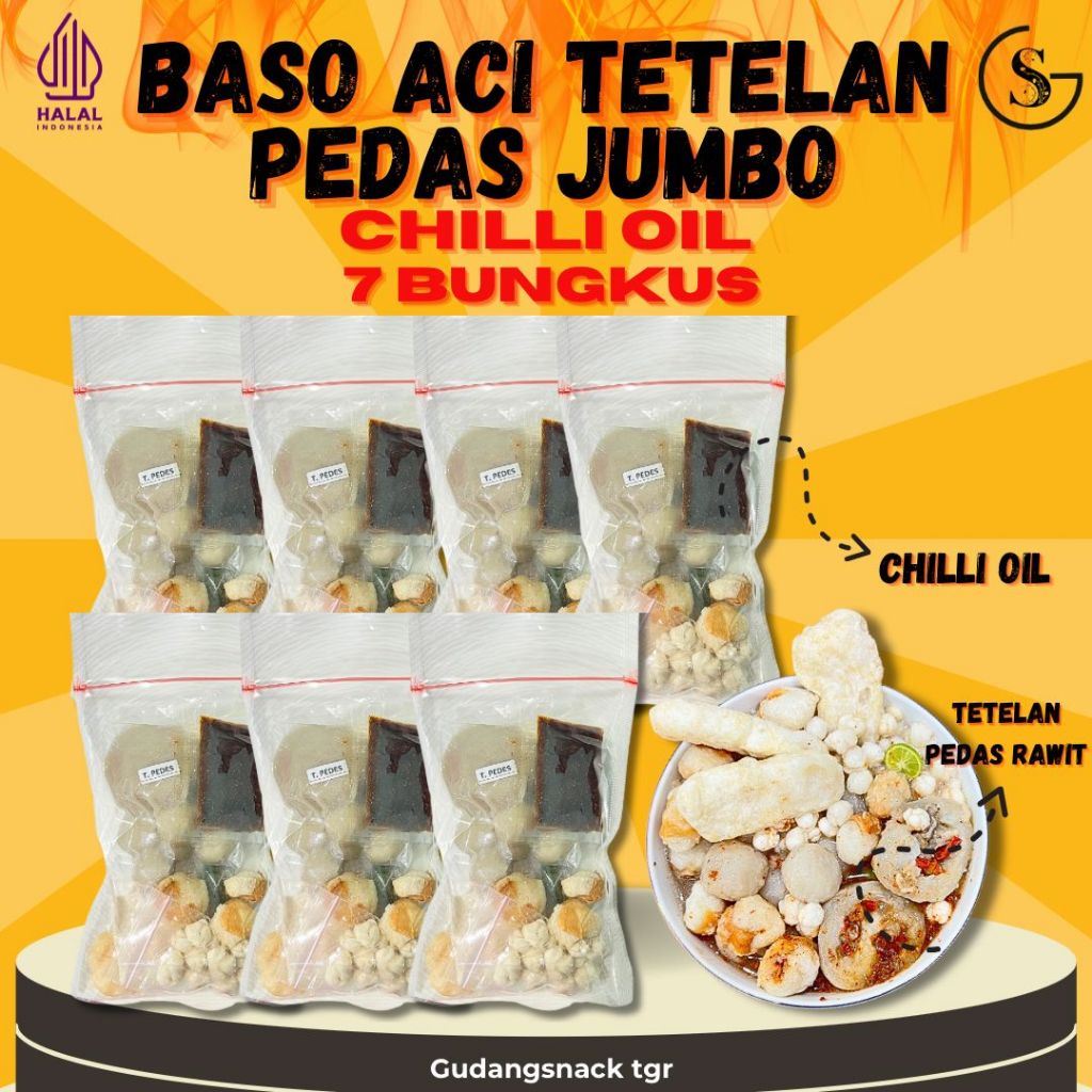 

[CHILLI OIL] 7 BNGKUS BASO ACI TETELAN JUMBO CHILLI OIL CABAI PEDAS PAKET USAHA HOTPOT INSTAN FOOD KALDU GUDANGSNACKTGR