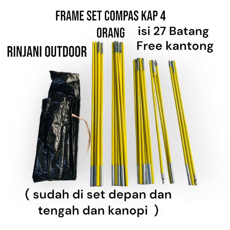 1 Set Frame Fiber Tenda Compas kapesitas 4 / Freme Tenda Compas