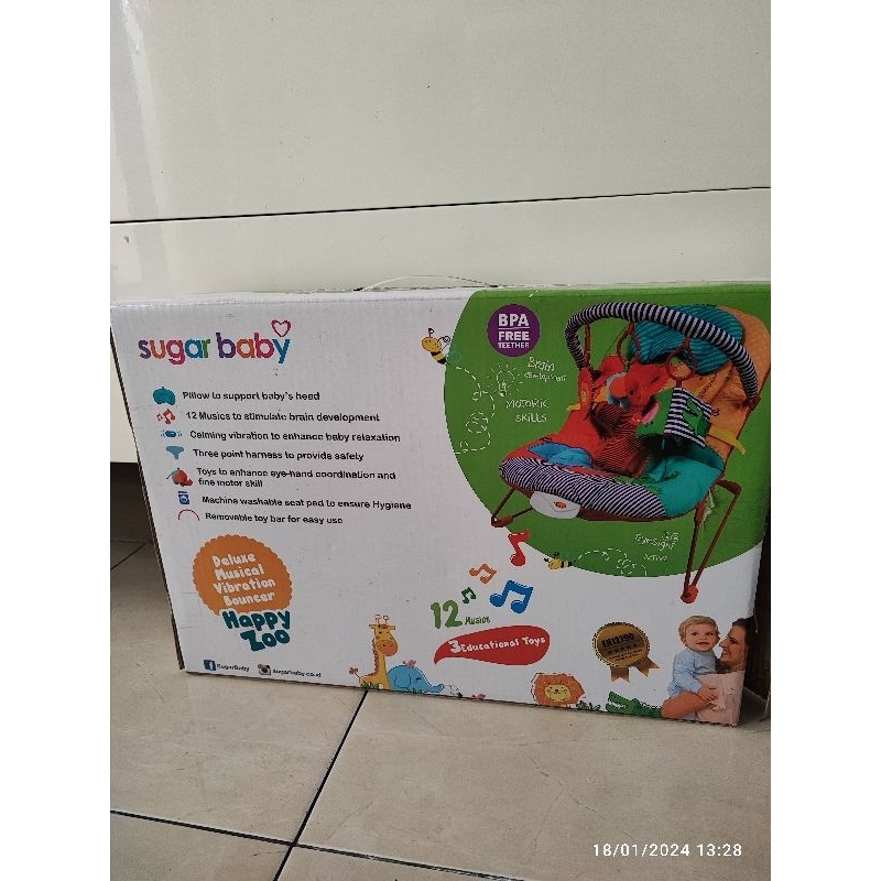 kursi goyang duduk bayi bouncer sugar baby mainan sensory motorik baby happy zoo preloved LIKE NEW  