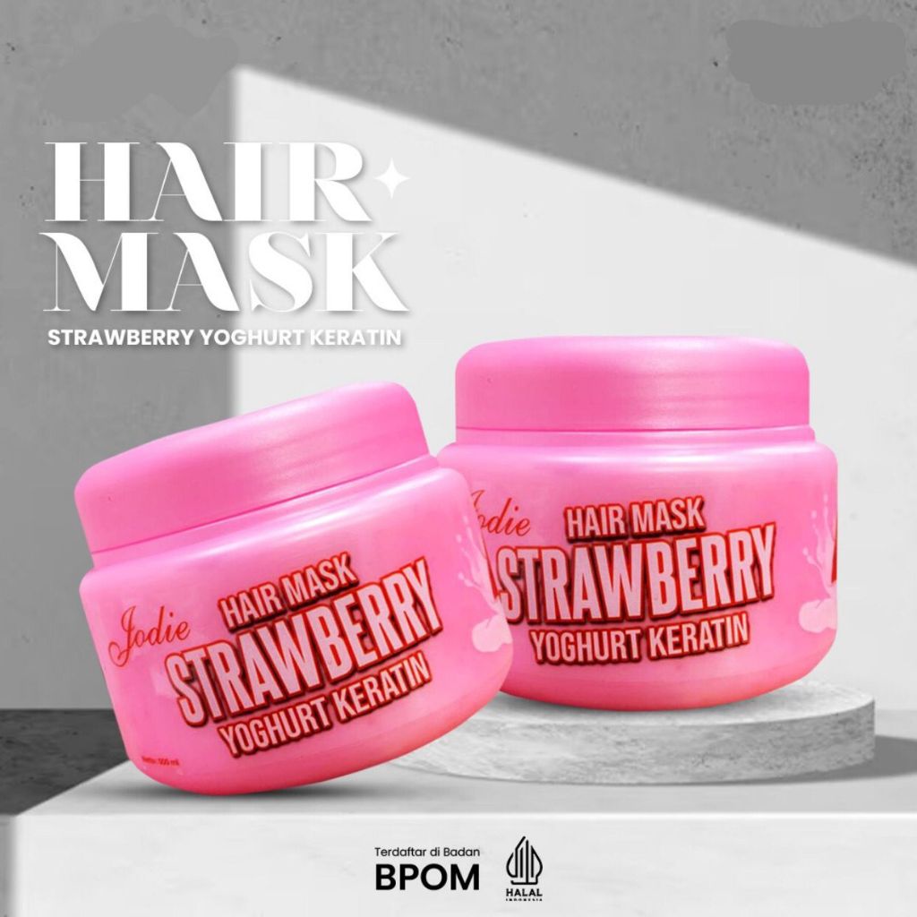 Jodie Hair Mask Strawberry Yoghurt Keratin - Jodie Hair Mask / masker rambut starwbery yoghurt kerat