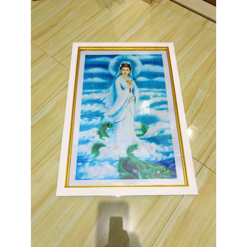 hiasan dindng gambar lukisan cetak dewi kwan’im plus bingkai
