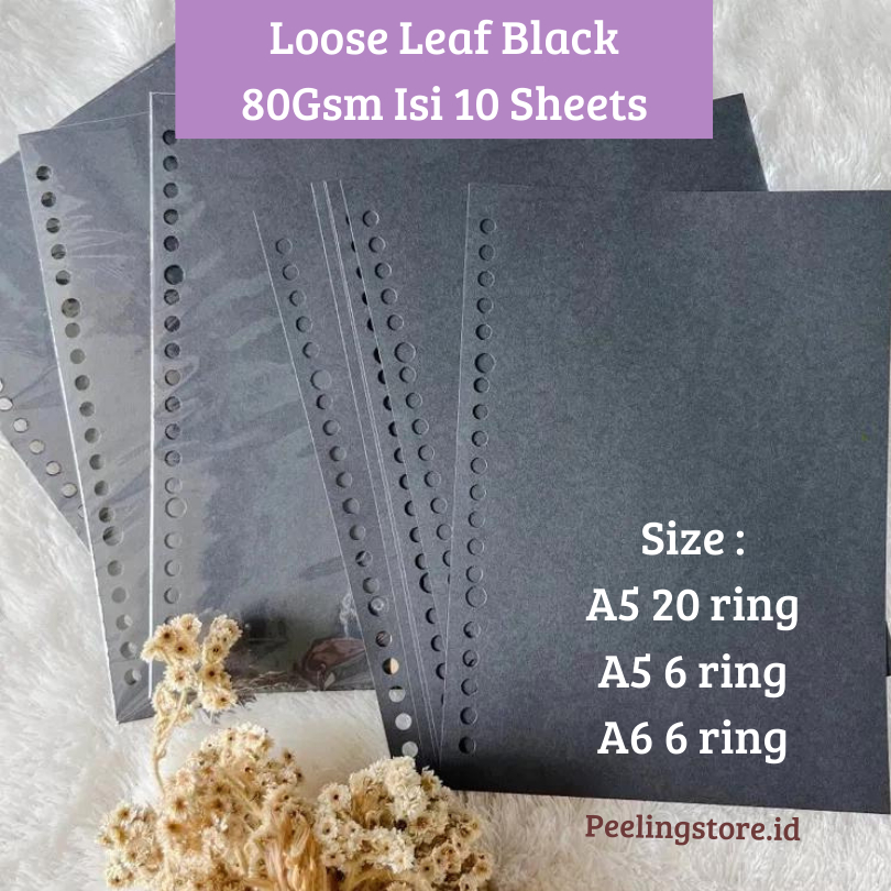 

LOOSE LEAF BLACK ISI BINDER WARNA HITAM KERTA BINDER HITAM A5 DAN A6