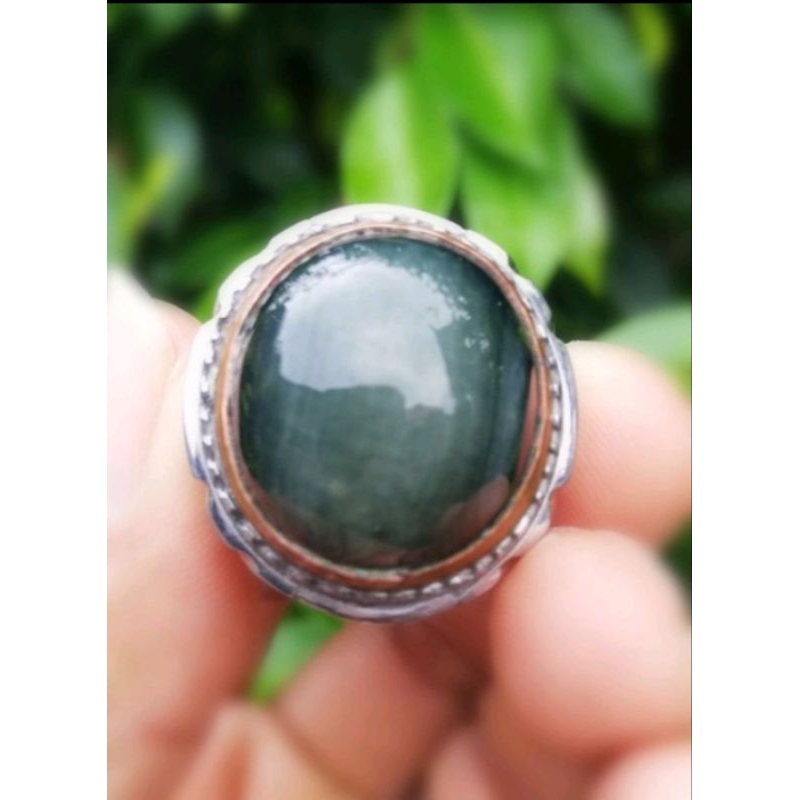 Natural cincin akik Pandan Lumut Ijo Murah Ring Monel tebal