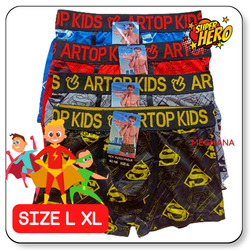 6 PCS CD Sempak Celana Dalam Boxer Anak Laki Laki Cowok Remaja Artop Kids Usia 10-14 Tahun Murah Spa