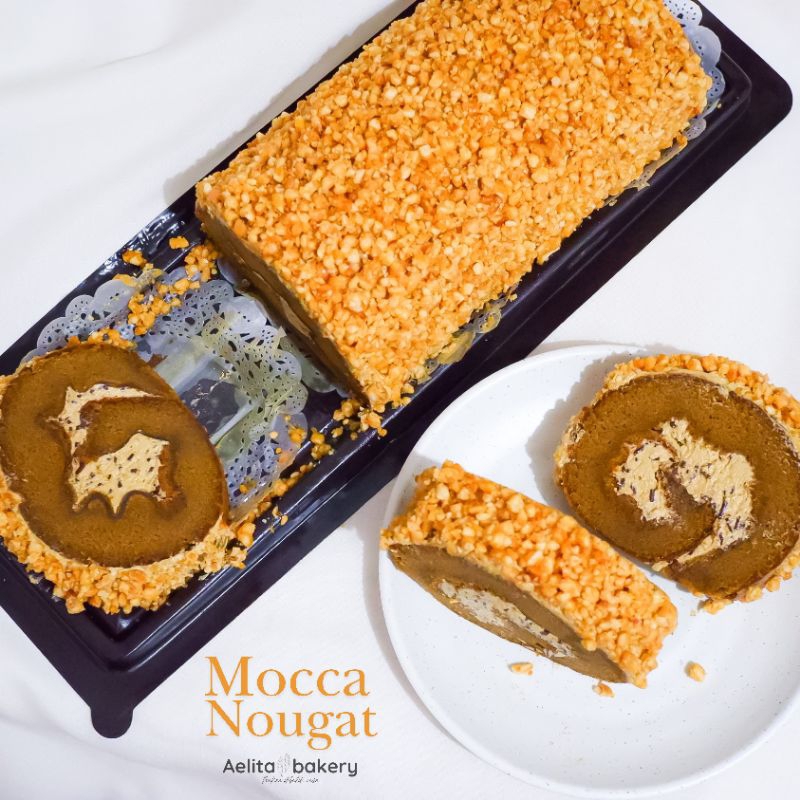 

Mocca Nougat Roll Cake Premium/ Bolu Gulung Moka Nougat