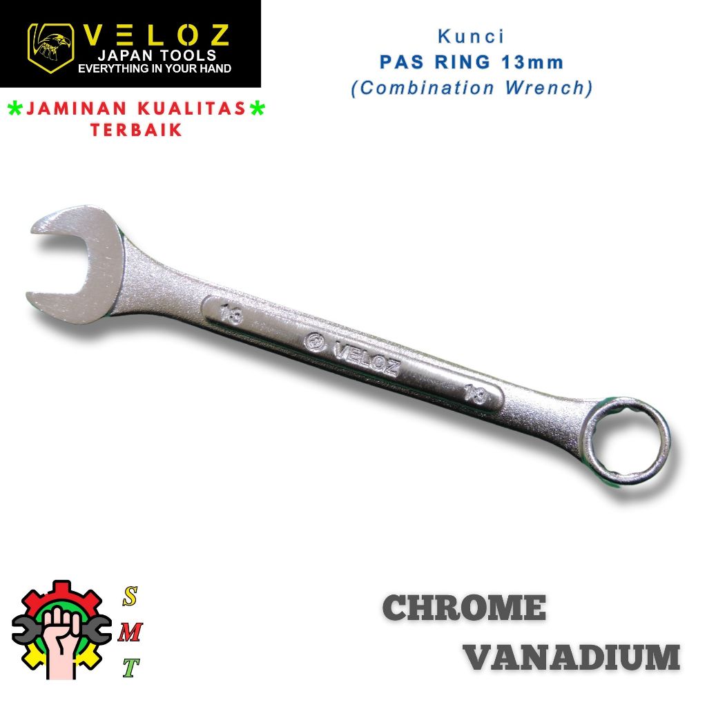 Kunci Pas Ring 13mm VELOZ / Kunci Ring Pas 13mm Chrome Vanadium Steel Veloz SMT Surabaya
