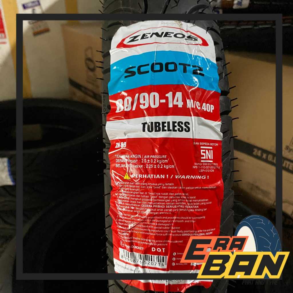 BAN LUAR ZENEOS SCOOTZ 80 90 RING 14 TUBELESS