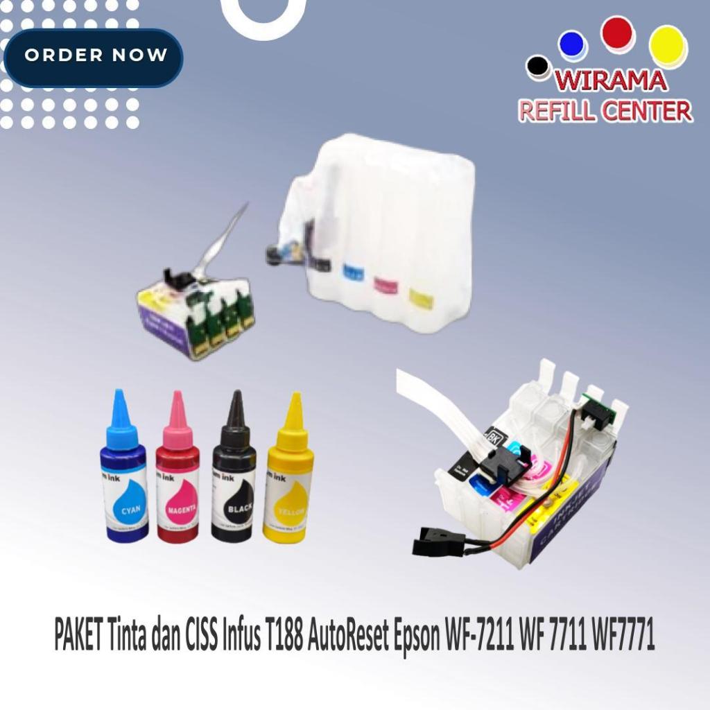 PAKET Tinta dan CISS Infus T188 AutoReset Epson WF-7211 WF 7711 WF7771