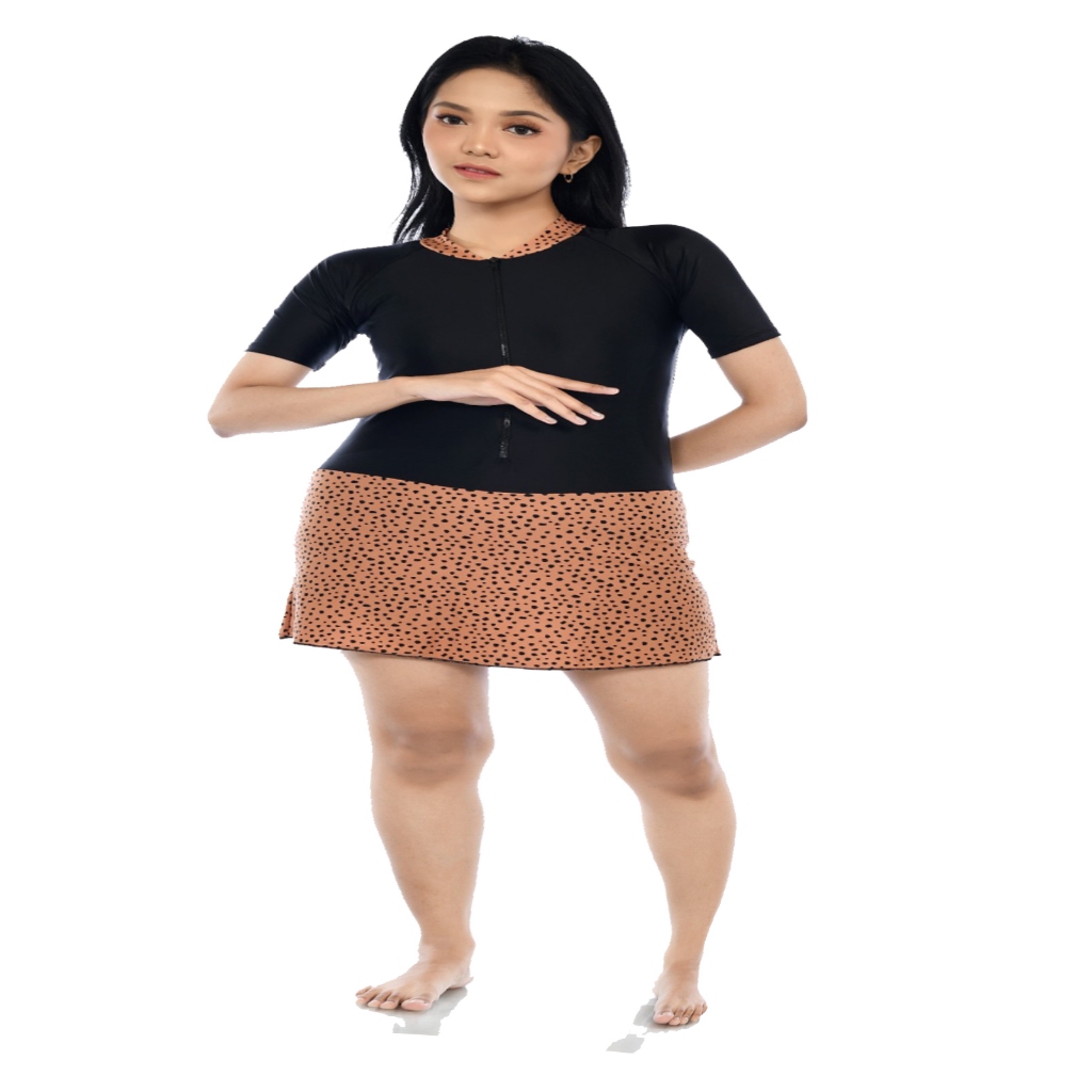 Baju renang wanita,baju renang rok, ukuran jumbo,CUP BRA,corak polkadot