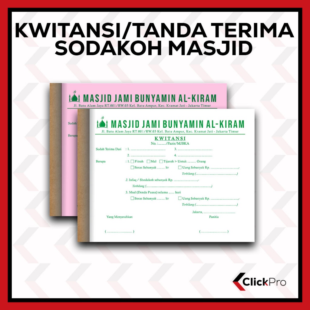 

NOTA/BON SERAH TERIMA INFAQ/SODAKOH MASJID MUSHOLA 1ply 2ply 3ply 4ply CUSTOME F4/2 (21,5x16,5cm(