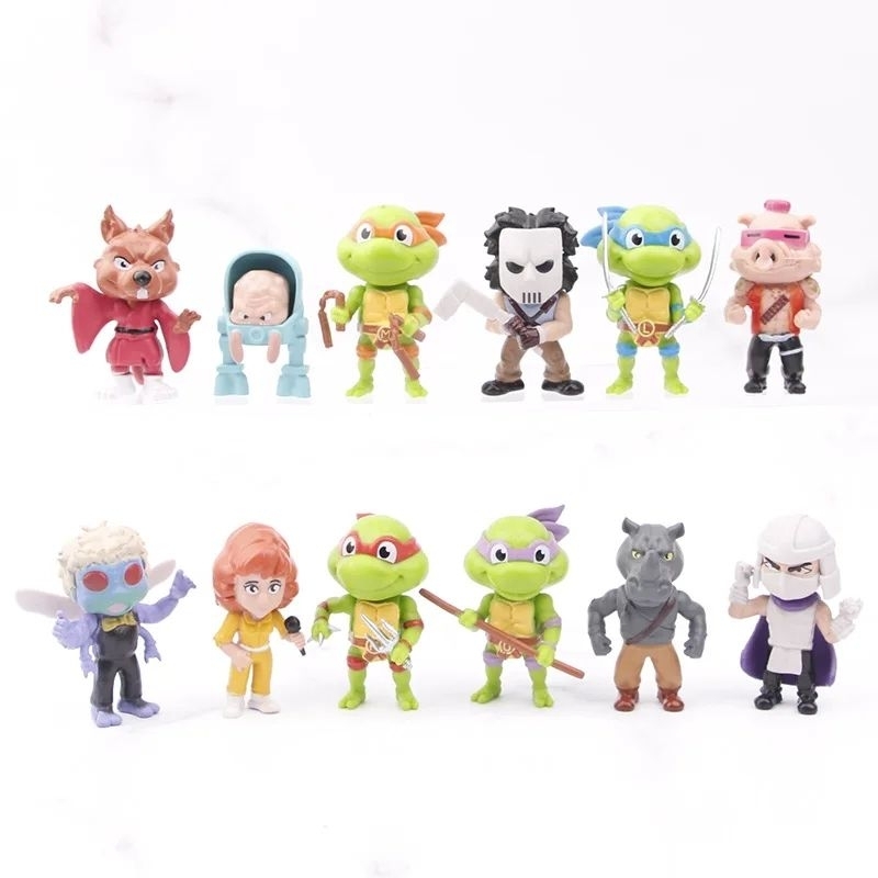 Mainan boneka figure  kura kura ninja turtles pajangan mobil hiasan kue topper cake
