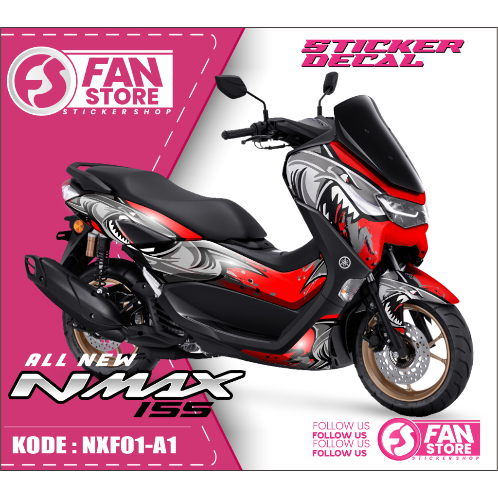 Sticker Decal Yamaha Nmax Facelift 2020 Biru Hiu Fullbody - NXF01