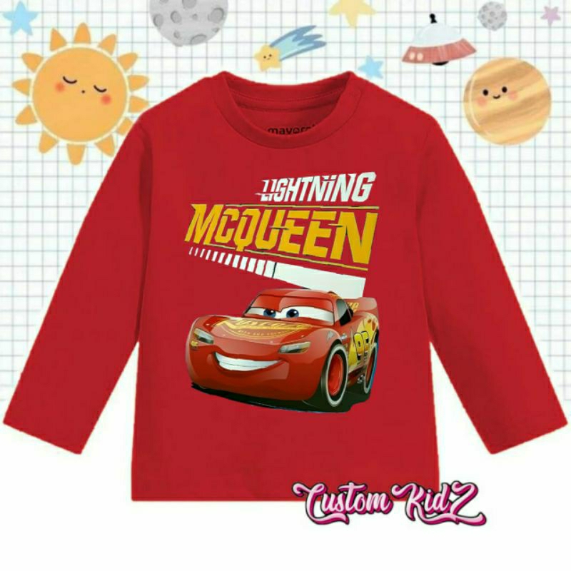 baju atasan kaos anak LIGHTNING MCQUEEN lengan panjang