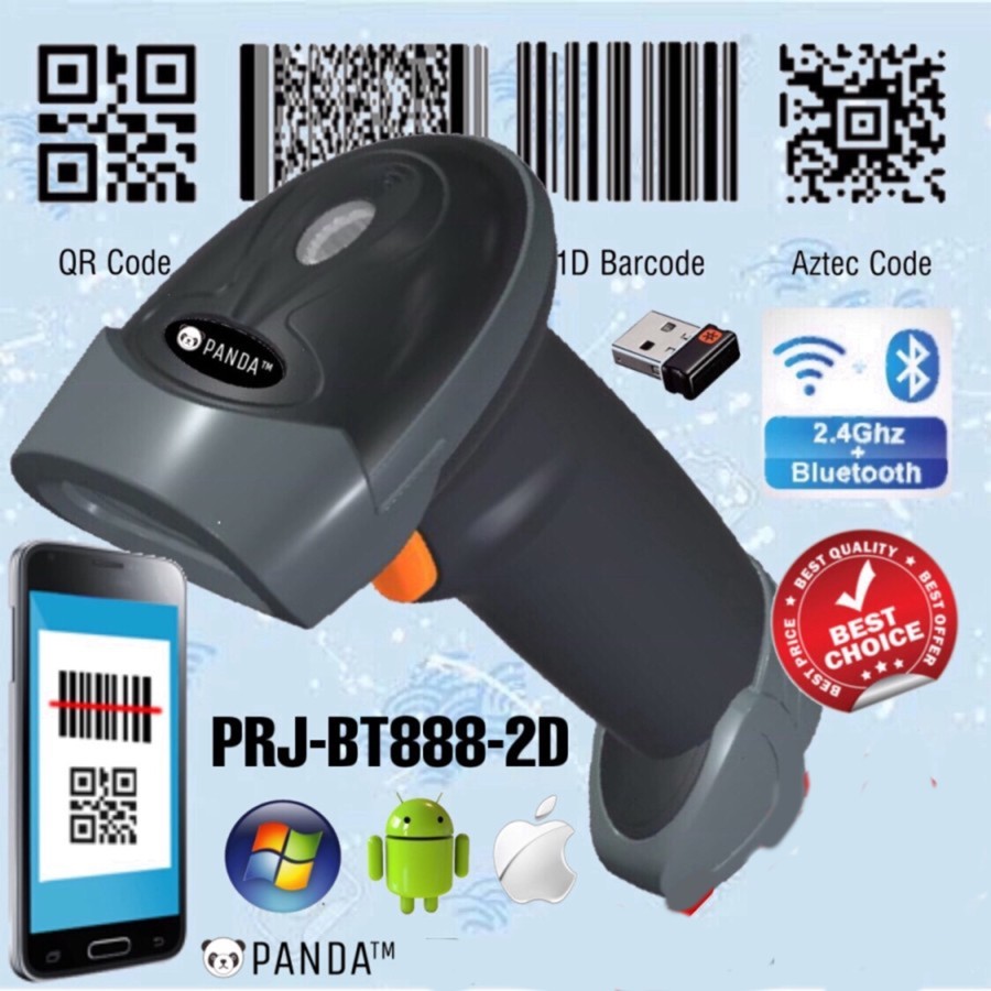 Panda Barcode Scanner wireless Bluetooth 2.4G PRJ-BT888 2D 1D