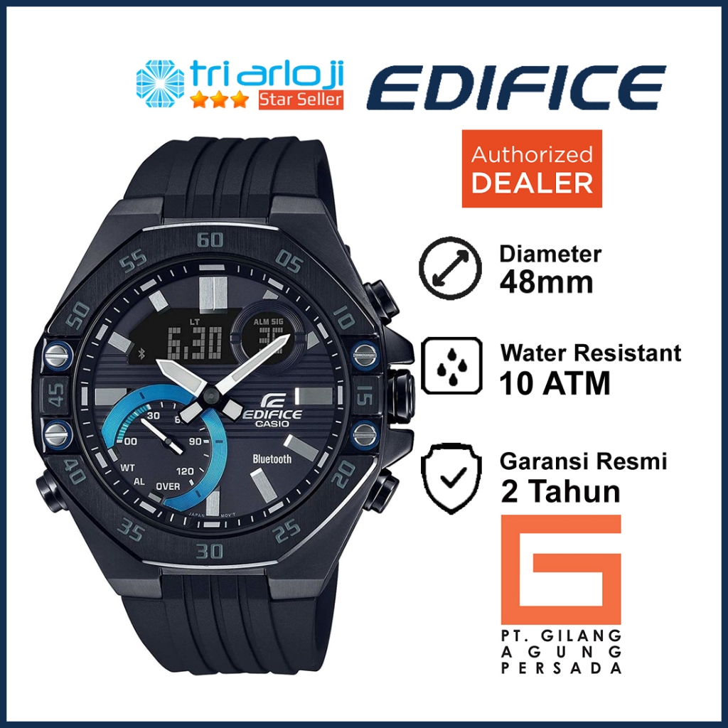 Casio EDIFICE ECB-10PB-1ADF Jam Tangan Pria Analog Digital Black