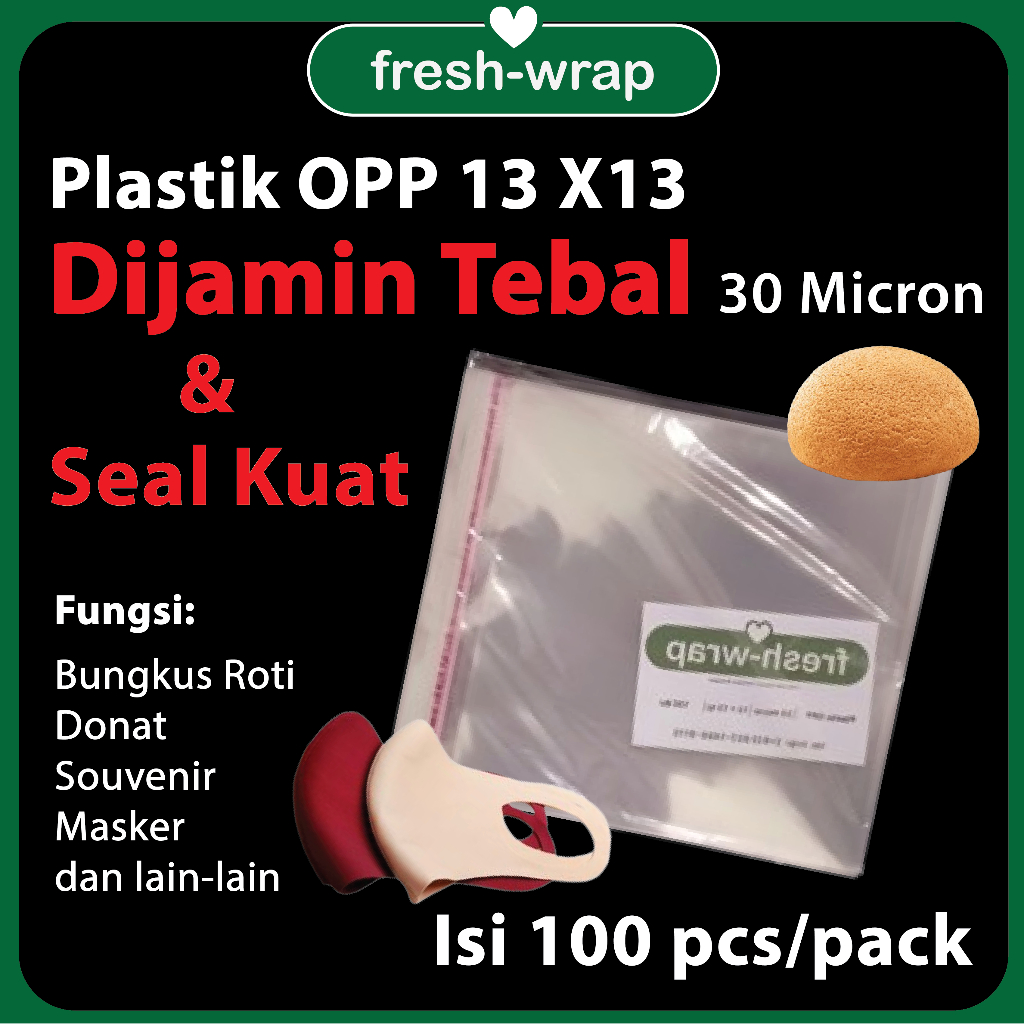 Plastik OPP TEBAL 13X13 30 Micron (0,5) Seal Lem Bungkus Roti